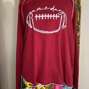 Maroon Gameday Long Sleeve Waffle Knit Shirt XL